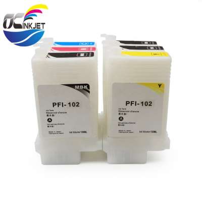 Ocinkjet PFI 102 Empty Refillable Ink Cartridge With Chip For Canon iPF 500 510 600 610 700 710 605 650 655 750 755 760 Printer